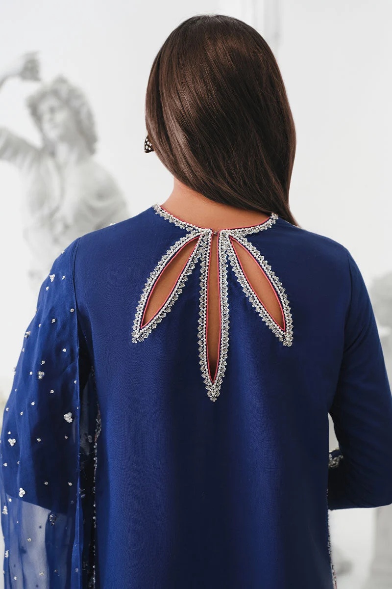 KHAKAA - ASTRAL pakistani fashion outfit in pink, blue, silver tones.
